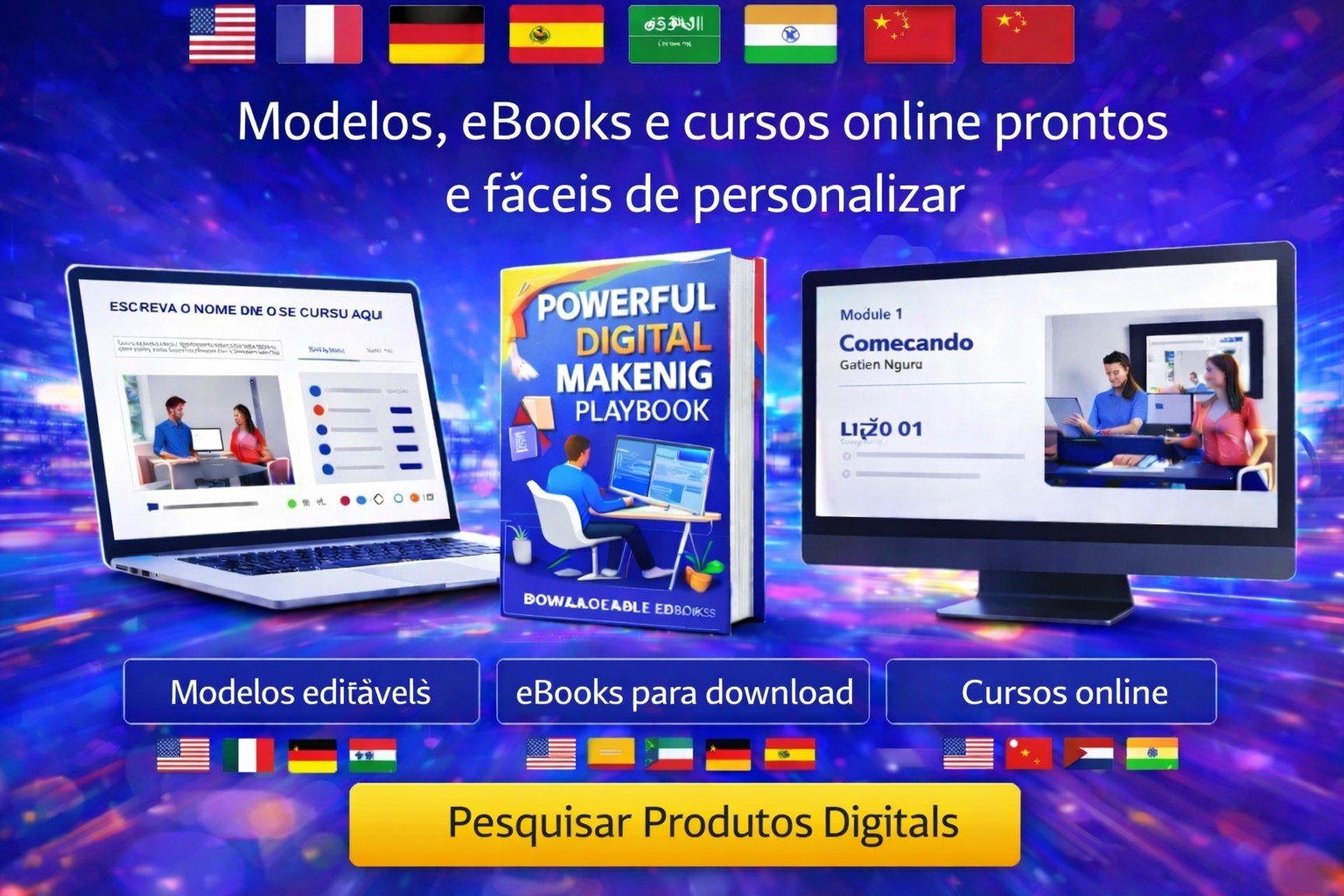 Multilingual Online Course Website Template (Portuguese Edition) – Conteúdo em